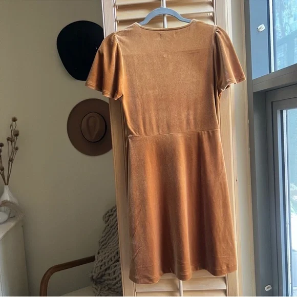 NWT Madewell Velvet V-Neck Flutter-Sleeve Dress - Picture 6 of 7
